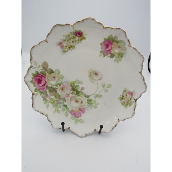 RC Moliere Bavaria Rosenthal Reticulated Plate Hand-Painted Flowers Gold Trim - Picture 1 of 12